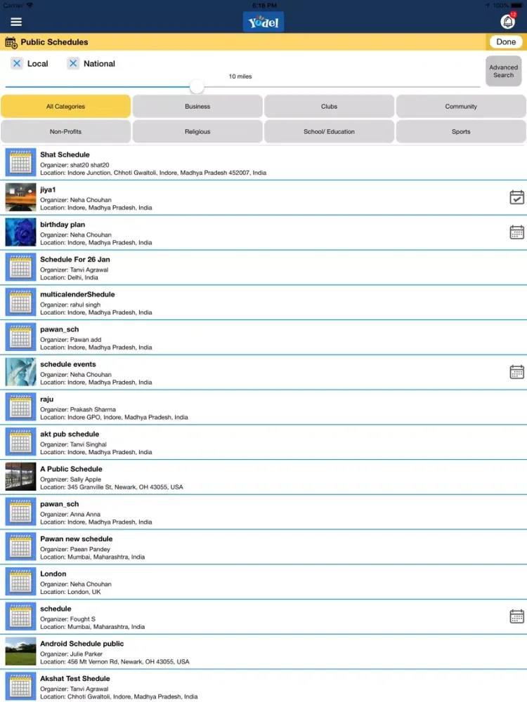 Yodel Community Calendar iPad  स्क्रीनशॉट